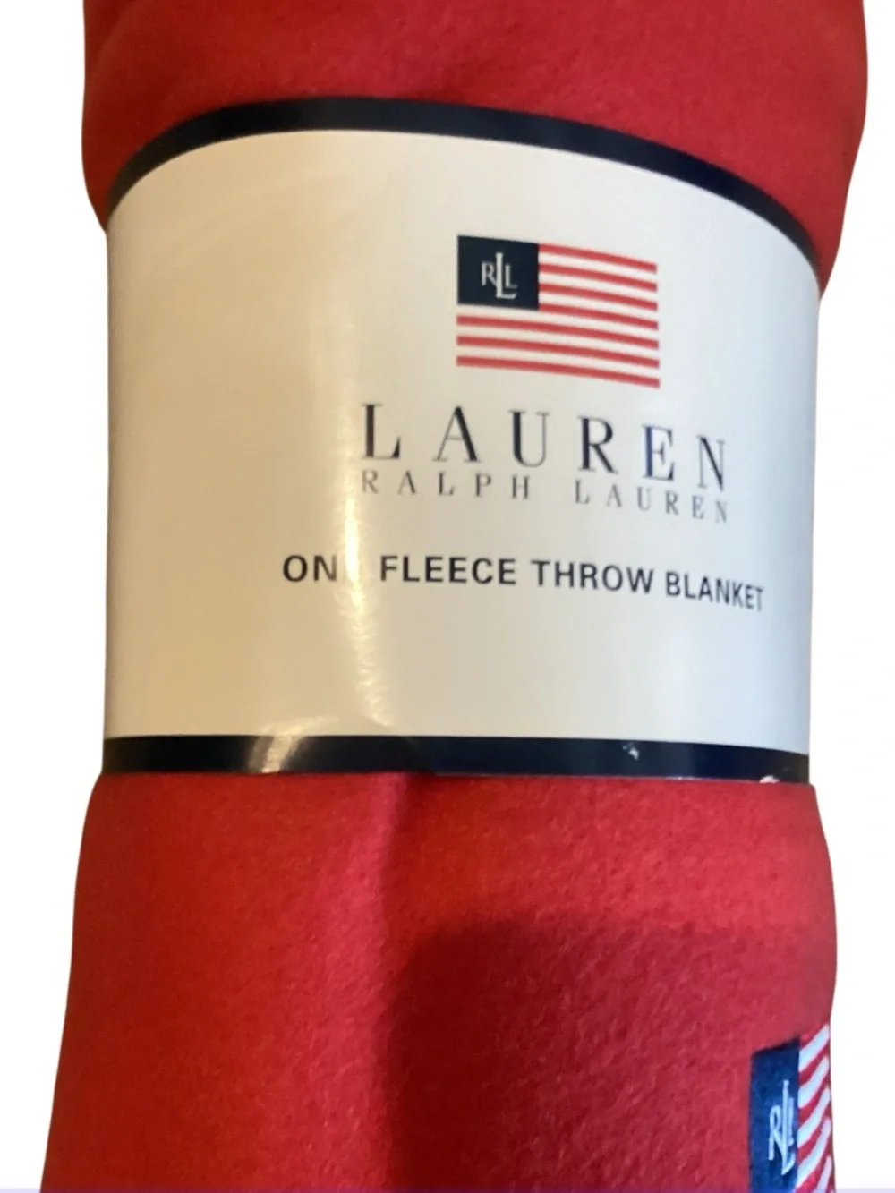 Ralph Lauren Red Fleece Throw with Flag Patch 50x70 NWT